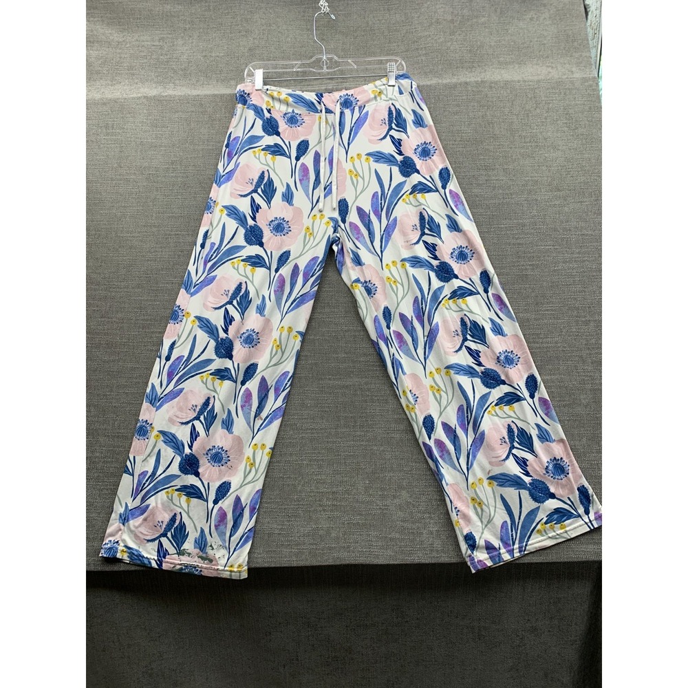 Amanda Blu Lounge Pants Womens Large Multicolor Cool Floral Bohemian Drawstring